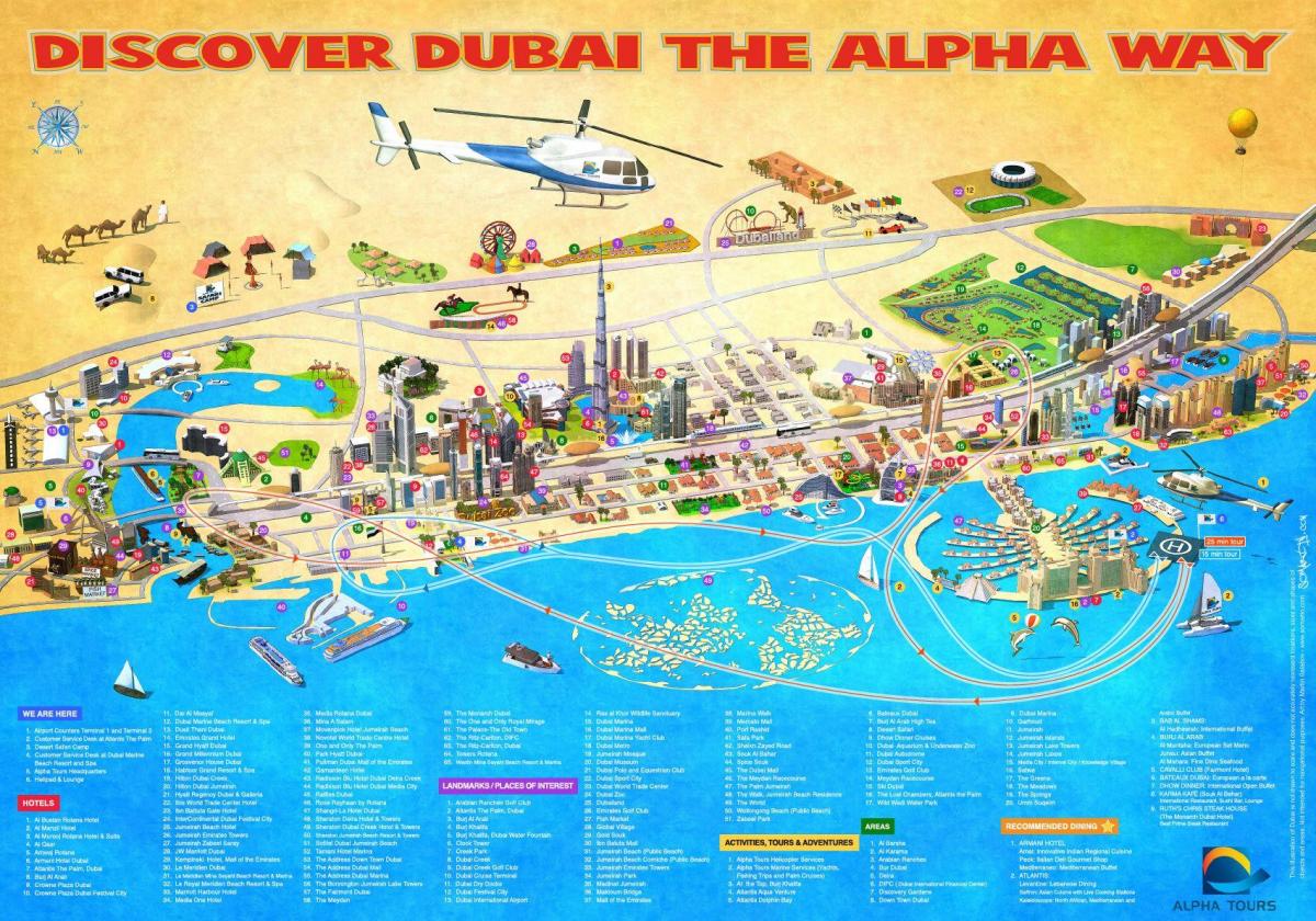 kort af Burj Al Arabísku