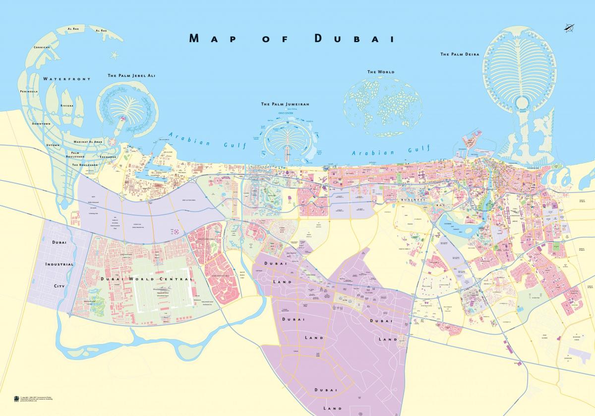 kort af Dubai borginni