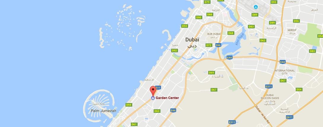 Dubai garðinum miðstöð staðsetningu kort