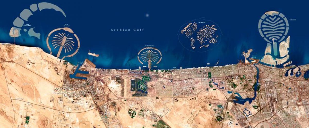 gervitungl kort af Dubai