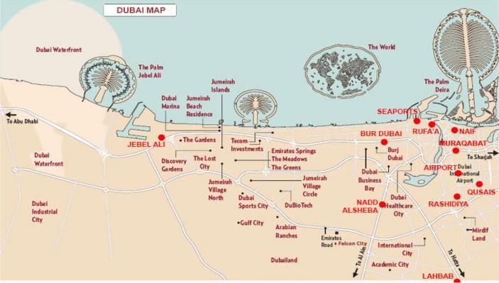 kort af dubai
