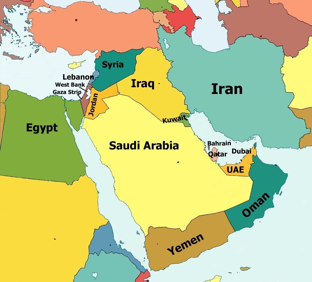 Dubai kort af mið-austurlöndum