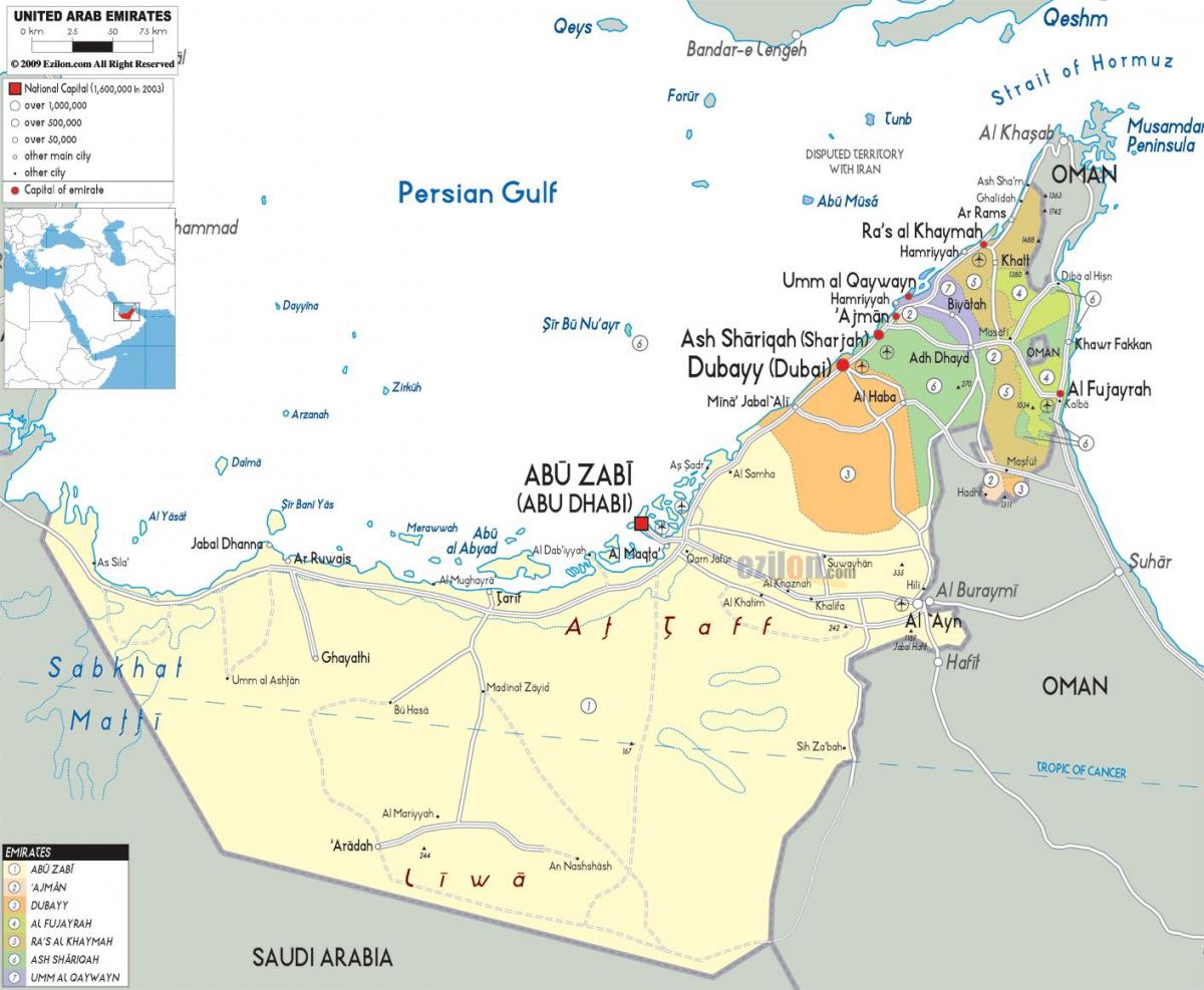 pólitísk kort af Dubai