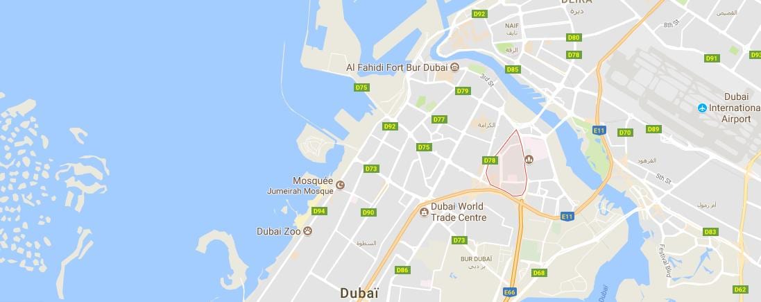 kort af Miðborg Metha Dubai
