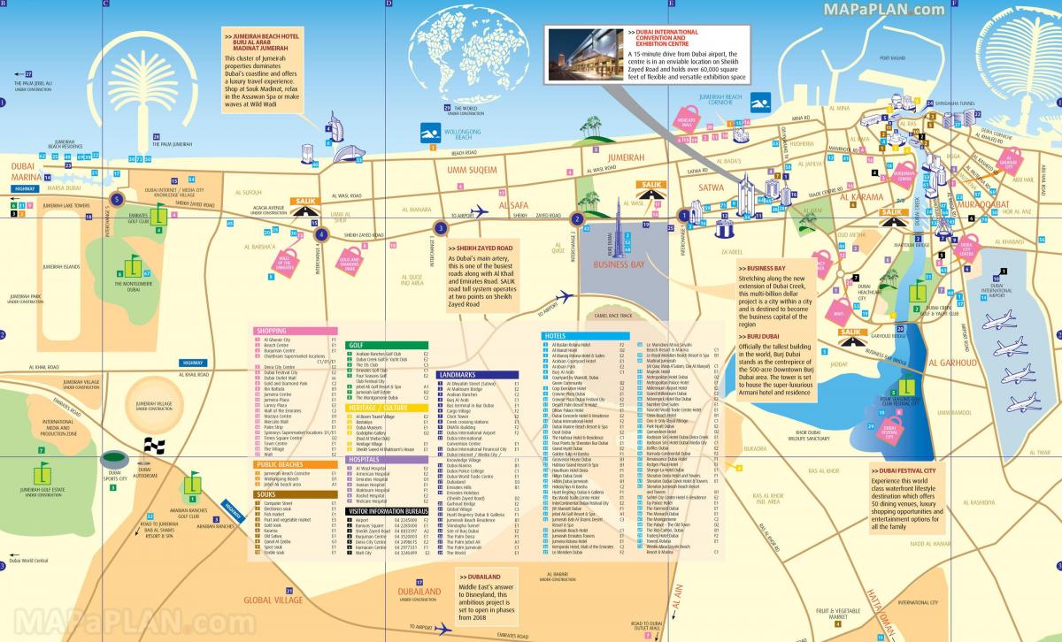 kort af Dubai miðbænum