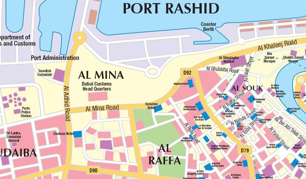 Dubai höfn kort