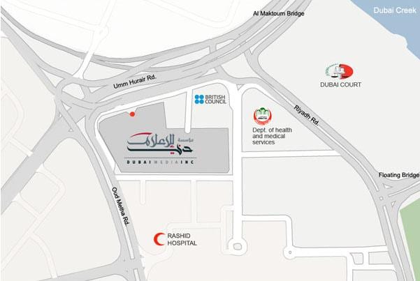 rashid sjúkrahús Dubai staðsetningu kort