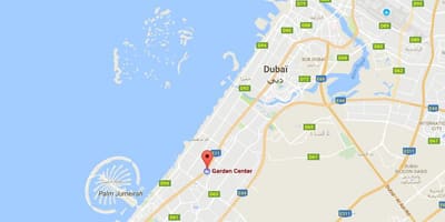 Dubai garðinum miðstöð staðsetningu kort