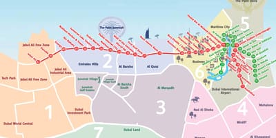 Kort af Dubai hverfum