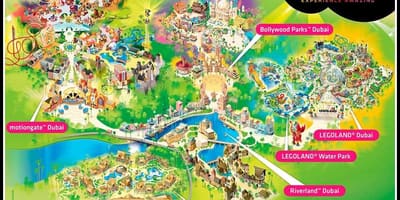 Dubai parks og úrræði staðsetningu kort
