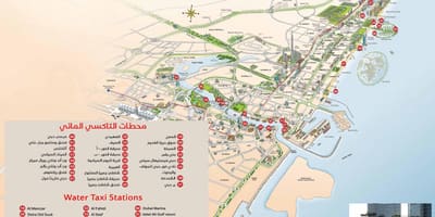 Dubai vatn leigubíl leið kort