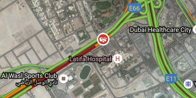 Latifa sjúkrahús Dubai staðsetningu kort