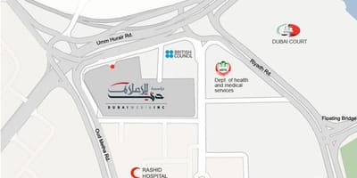 Rashid sjúkrahús Dubai staðsetningu kort